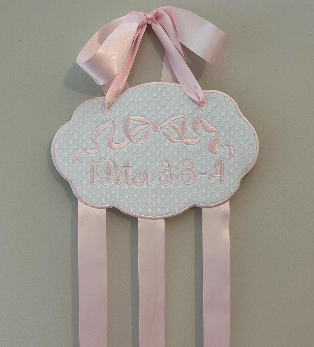 Monogram Hair Bow Holder: Embroidered Hair Ribbon Organizer - Etsy