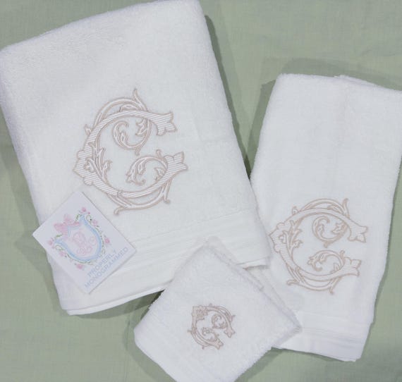 Monogram Towel or Set: Personalized Bath & Hand Towel, Bathroom Decoration, Powder Room