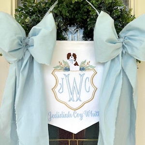 Spaniel Puppy Baby Banner, Boys Birth Announcement Banner, Boy Welcome Banner, Hospital Door Banner, baby shower gift, Dog Baby Banner