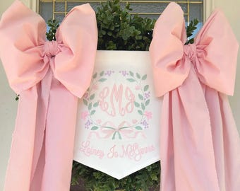 Girls Baby Banner: Girl Hospital Door Hanger, Newborn Announcement Pendant, Personalized Bespoke Banner