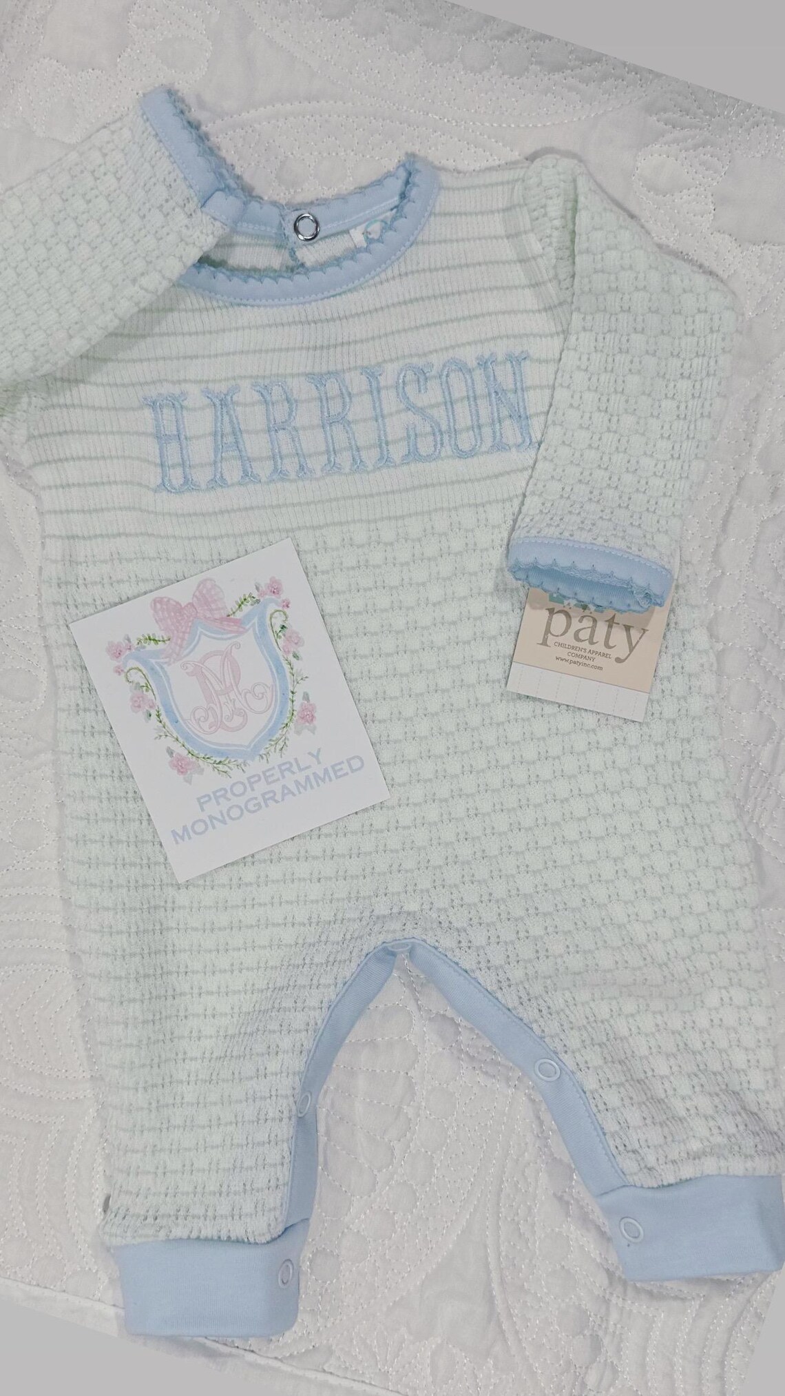 Paty Boys Monogram Romper: Boy Newborn Coming Home/ Personalized Long ...