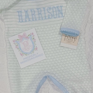 Paty Boys Monogram Romper: Boy Newborn Coming Home/ Personalized Long Sleeve Jon Jon