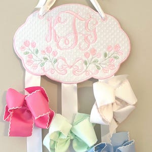 Monogram Hair Bow Holder: Floral Pattern- Hair Ribbon Organizer - Etsy