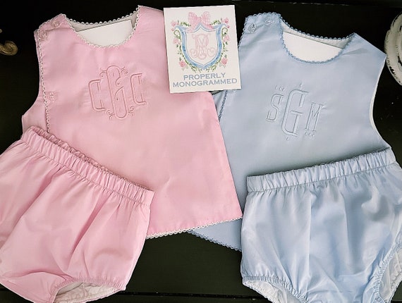 Monogrammed Diaper Set: Cotton Baby Shower Gift