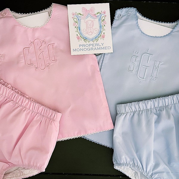 Monogrammed Diaper Set: Cotton Baby Shower Gift