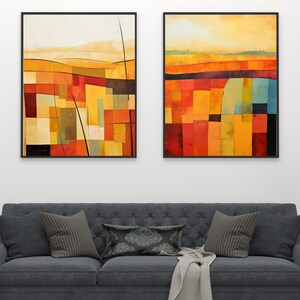 Set of 2 Abstract Prints, Watercolor Autumn Painting Contemporary Wall Art Decor, Home Decor, Digital Download, Living Room Printable Art