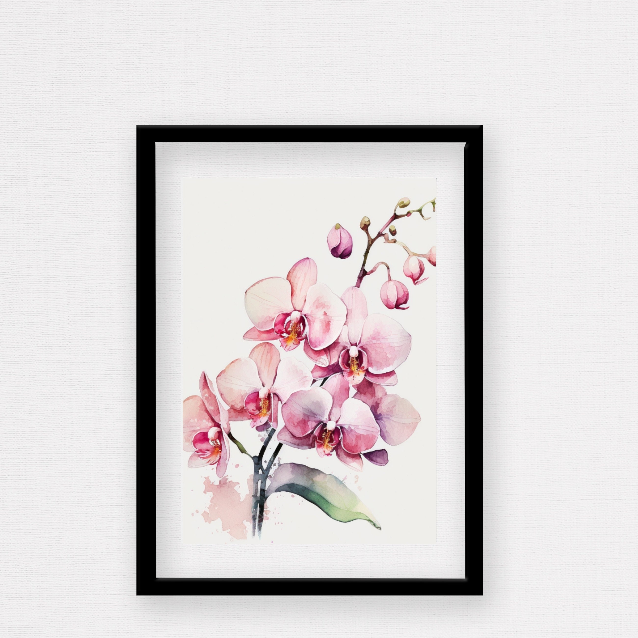 Orchid Watercolor Print, Watercolor Orchid Wall Art, Pink Flower Wall