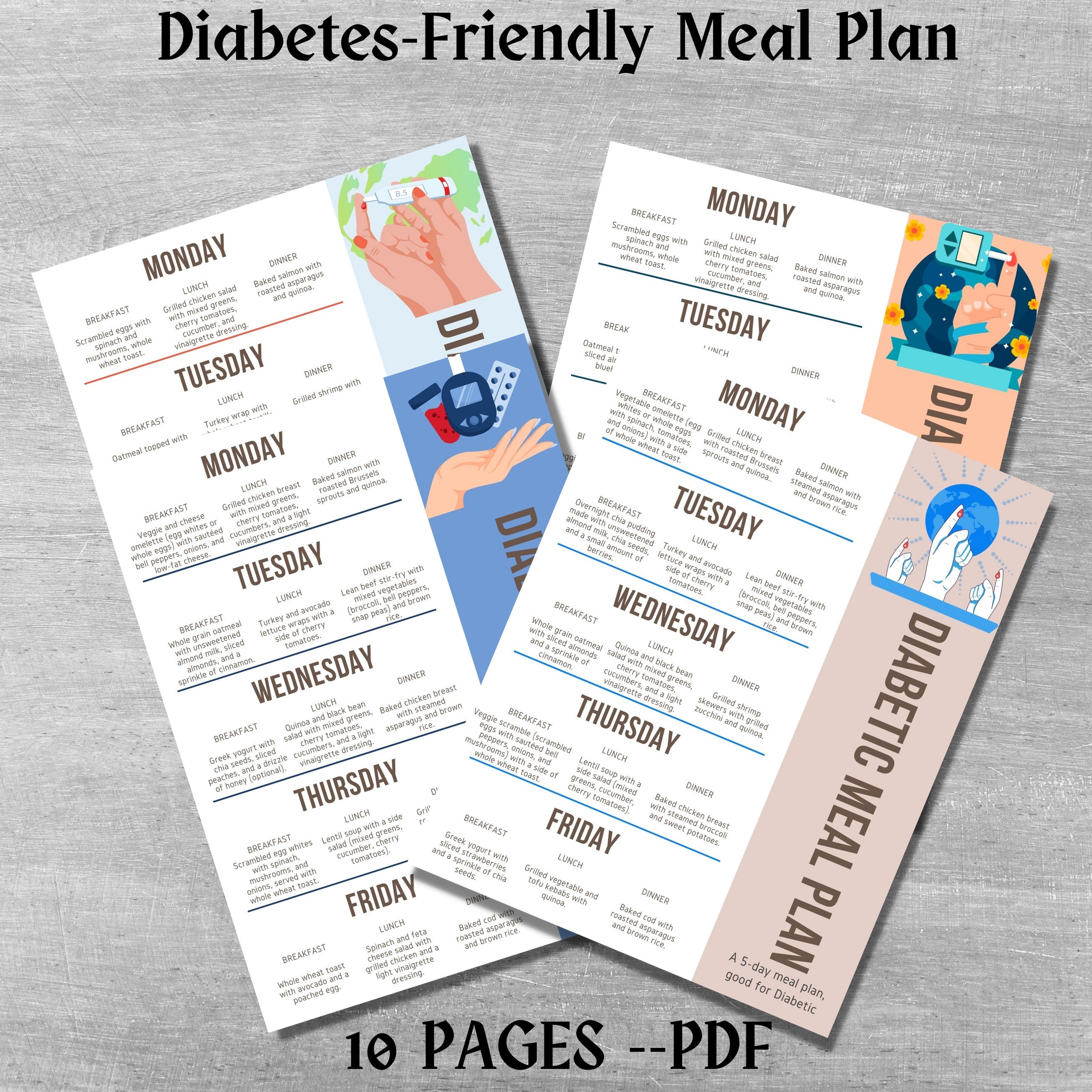 Healthy Eating Printable for Type 2 Diabetes, Diet, Healthy Snack, Meal