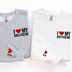 Embroidered Couple Sweatshirt, Custom Initial Sweatshirts, I Heart Shirt Custom, Anniversary Sweatshirt, Embroidered Valentines Day Sweater