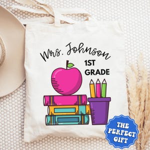 Personalized Teacher Tote Bag, Personalized Teacher Appreciation Gifts, Custom Teacher Bag, End Of Year Teacher Gift, Back To School Gift