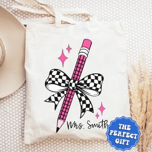 Personalized Teacher Tote Bag, Personalized Teacher Appreciation Gifts, Custom Teacher Bag, End Of Year Teacher Gift, Back To School Gift