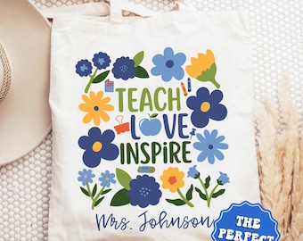 Personalized Teacher Tote Bag, Personalized Teacher Appreciation Gifts, Custom Teacher Bag, End Of Year Teacher Gift, Back To School Gift