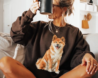 Shiba Inu Sweatshirt, Dog Lover Gift, Dog Mom Sweatshirt, Shiba Inu Mom, Gift For Shiba Inu Mom, Watercolor Dog Sweatshirt, Shiba Inu Shirt