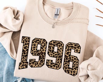 Sweat-shirt d'anniversaire léopard personnalisé, T-shirt 30e anniversaire, chemises anniversaire 1996, chemise année de naissance, chemises de groupe d'anniversaire, anniversaire personnalisé