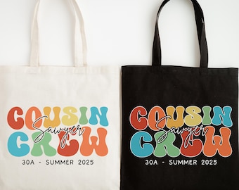 Personalized Cousin Crew Tote Bag, Vacation Tote Bag, Summer Vacation Bag, Cousin Beach Gift, Matching Cousin Bag, Family Vacation Beach Bag