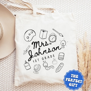 Personalized Teacher Tote Bag, Personalized Teacher Appreciation Gifts, Custom Teacher Bag, End Of Year Teacher Gift, Back To School Gift