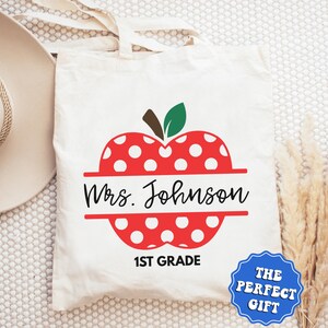 Personalized Teacher Tote Bag, Personalized Teacher Appreciation Gifts, Custom Teacher Bag, End Of Year Teacher Gift, Back To School Gift