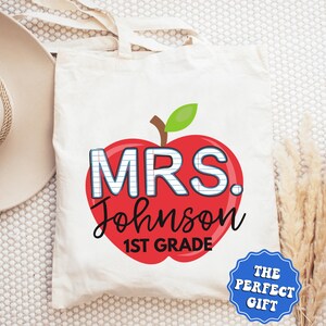 Personalized Teacher Tote Bag, Personalized Teacher Appreciation Gifts, Custom Teacher Bag, End Of Year Teacher Gift, Back To School Gift