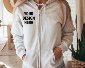 Custom Full Zip Hoodie, Personalized Full Zip Up Hooded Sweatshirt, Custom Logo Hoodie, Team Logo Zip Hoodie Sweatshirt, Customized Hoodie