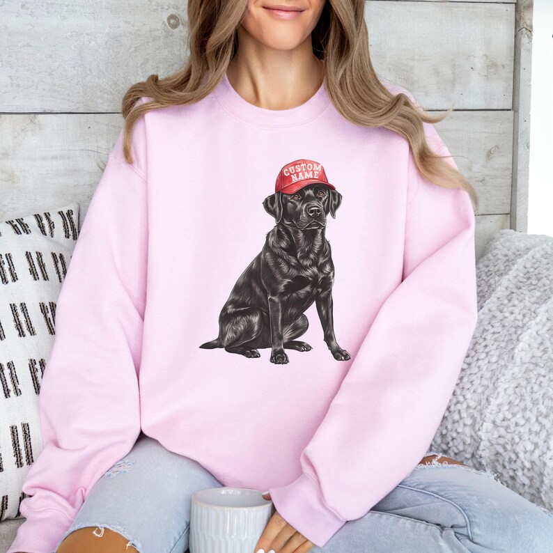Custom Hat Black Labrador Retriever Sweatshirt, Dog Sweatshirt, Lab Mom ...