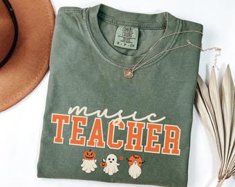 Comfort Colors® Music Teacher Shirt, Halloween Music Teacher Shirt, Ghost Teacher Shirt, Gift For Teacher, Halloween T-Shirt, Teacher Gift