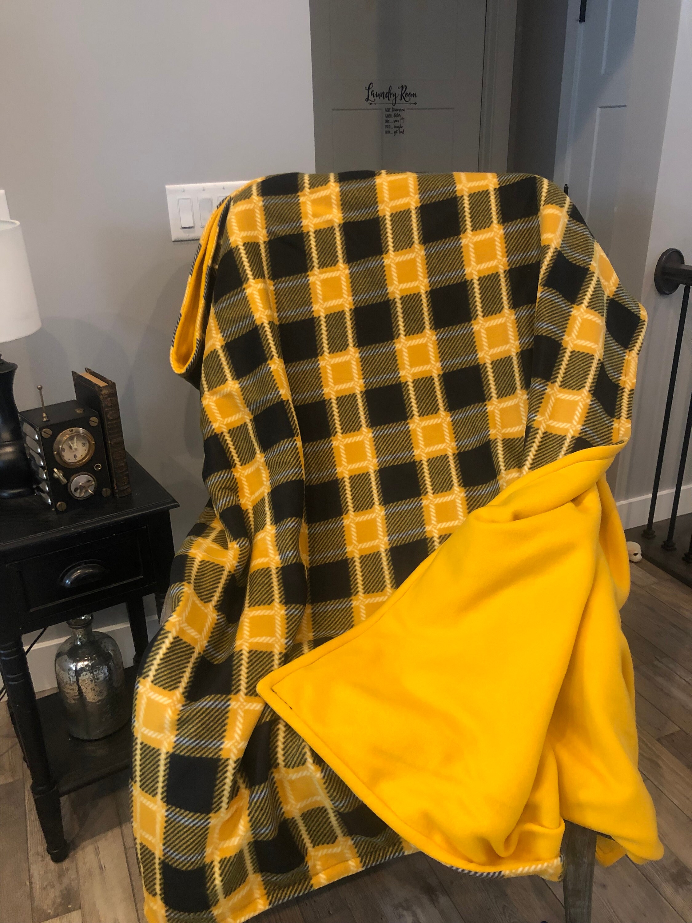 Black Yellow Blanket Etsy Canada