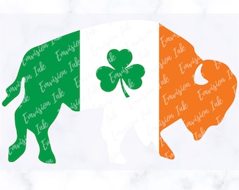 Irish Buffalo SVG | St Patrick's Day SVG | St Patty's Day SVG | Irish Flag Cut File | Shamrock Buffalo Cut File | Ireland | Digital Download
