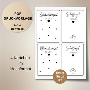 Druckvorlage ,Schutzengel , PDF Vorlage zum Download und Selbstausdrucken,2 Designs