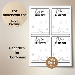 Druckvorlage Ostern Datei, Geschenkkarte Ostern , Ostern in der Tuete,Grüße vom Osterhase ,PDF Vorlage zum Download und Selbstausdrucken