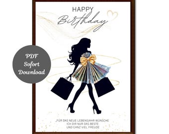 Geldgeschenk Druckvorlage PDF/Geldgeschenk zum Geburtstag DIY/Geld kreativ verschenken/Wunscherfüller Last Minute Geschenk/Sofort Download