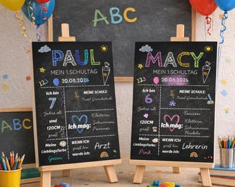 Einschulungstafel personalisiert/Meilensteintafel zur Einschulung/Einschulungstafel/Geschenk zum Schulanfang/Poster Schulkind /Mädchen/Junge