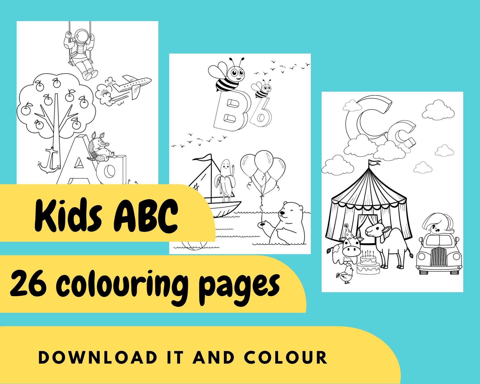 26 Printable Alphabet Colouring Pages for Kids Kindergarten Etsy