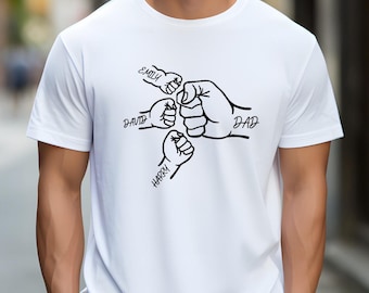 Camiseta personalizada para papá, regalo personalizado para el Día del Padre, camiseta con el saludo familiar, camiseta con los nombres de los niños.