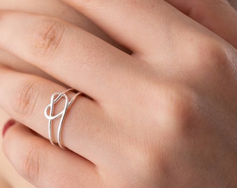 Silver Promise Ring, Adjustable Ring, Gold Plated Knot Ring, Heart Knot Ring, Friendship Ring, Love Knot Ring, Best Friend Ring, Dainty Ring