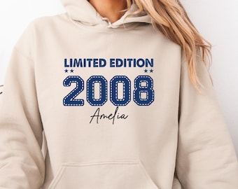 Limited Edition 2008 Hoodie, Custom Birthday Pullover, Any Year, 50th Gift, 18th Hody, 1976 Gift