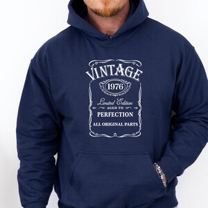 Vintage 1976 Birthday Hoodie, 40th Pullover, 50th Birthday Gift, Aged to Perfection, Mum Birthday Hoodie image 3