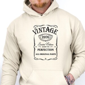 Vintage 1976 Birthday Hoodie, 40th Pullover, 50th Birthday Gift, Aged to Perfection, Mum Birthday Hoodie image 2