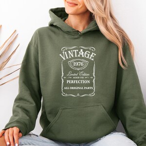 Vintage 1976 Birthday Hoodie, 40th Pullover, 50th Birthday Gift, Aged to Perfection, Mum Birthday Hoodie image 4