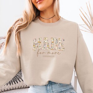 Sudadera religiosa, suéter Made For More, jersey cristiano, Efesios 2:10, sudadera de fe, regalo cristiano para mujeres, suéter de fe para niños imagen 4