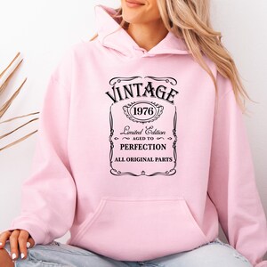 Vintage 1976 Birthday Hoodie, 40th Pullover, 50th Birthday Gift, Aged to Perfection, Mum Birthday Hoodie image 5