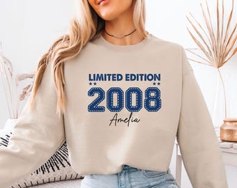 Limited Edition 2008 Sweatshirt, Custom Birthday Sweater, Any Year, 50th Gift, 18th Jumper, 1976 Gift