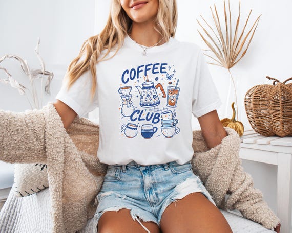 Coffee Club T-Shirt, Coffee Lover Shirt, Iced Coffee Tee, Coffee Graphic Shirt, Barista Shirt