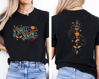 Camiseta de invierno Star Hollow, camiseta "I Smell Snow", camiseta de espectáculo navideño, regalo de fiesta de Navidad, camiseta de Navidad para mujer, regalo de Navidad para niños