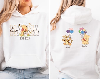 Custom Winnie Mama Hoodie, Mothers Day Hoodie, Kids Names Pullover, Personalised Mum, New Mom Gift