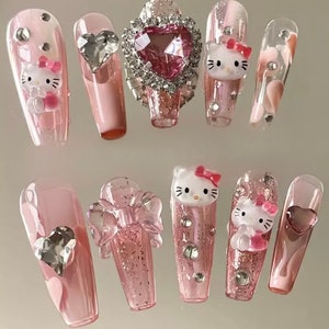 10 pcs Hello kitty Nail Charms•Pink outline – J.T essentials