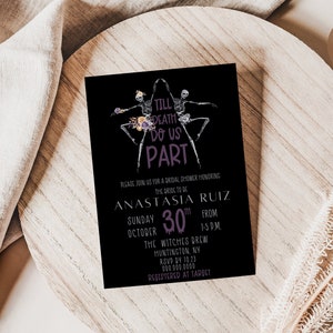 Till Death Do Us Part Bridal Shower Invitation, Spooky Skeleton Halloween Bridal Shower Invite Template INSTANT download