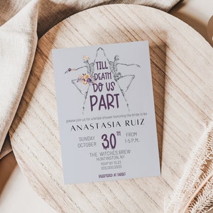 Till Death Do Us Part Bridal Shower Einladung, Spooky Skeleton Halloween Bridal Shower Invite Vorlage SOFORTIGER Download