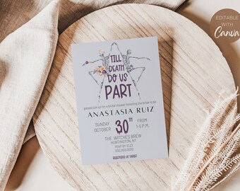 Spooky Skeleton Bridal Shower Invitation, Halloween Theme (Digital Download)