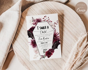 I Smell A Child Halloween Baby Shower Invitation, Invite Template INSTANT download