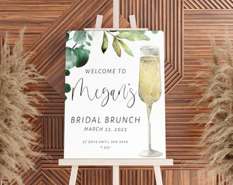 Brunch and Bubbly Bridal Shower Welcome Sign 18x24 , Welcome Sign Template, Editable, INSTANT download